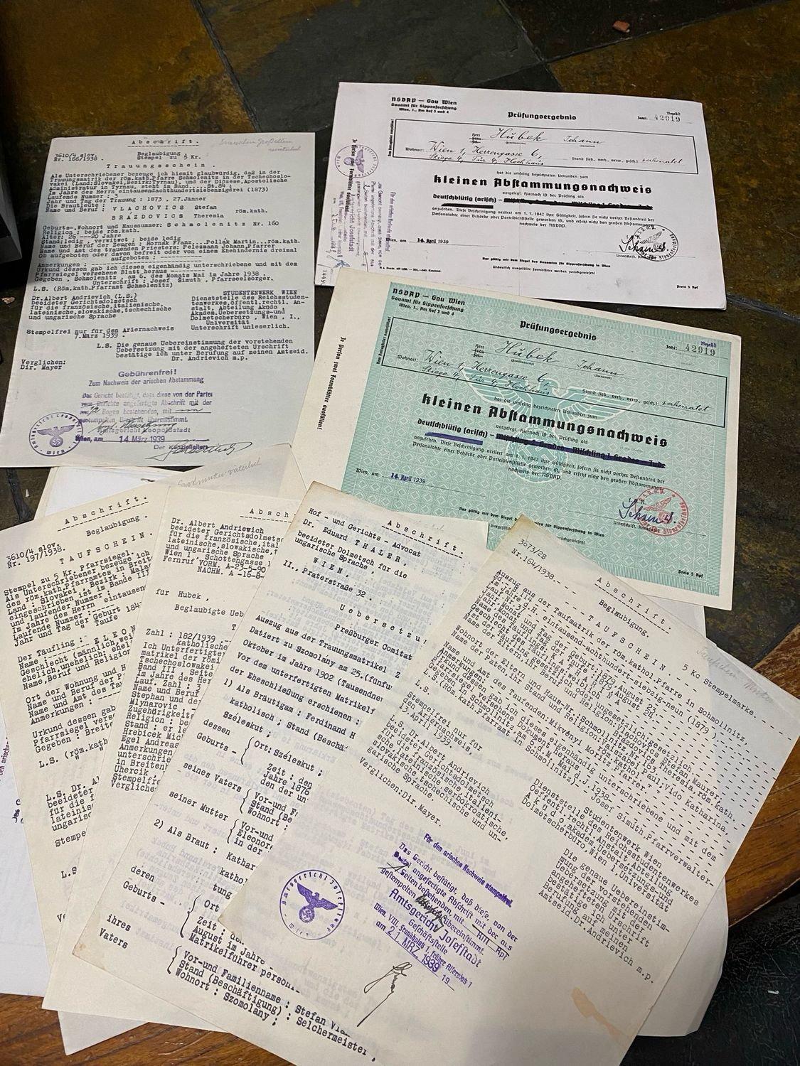 FACEBOOK AUCTION - RARE Lot of 17 German Documents Proving Aryan Blood Ancestry + Rarely Seen Blue Certificate, All From One Family!