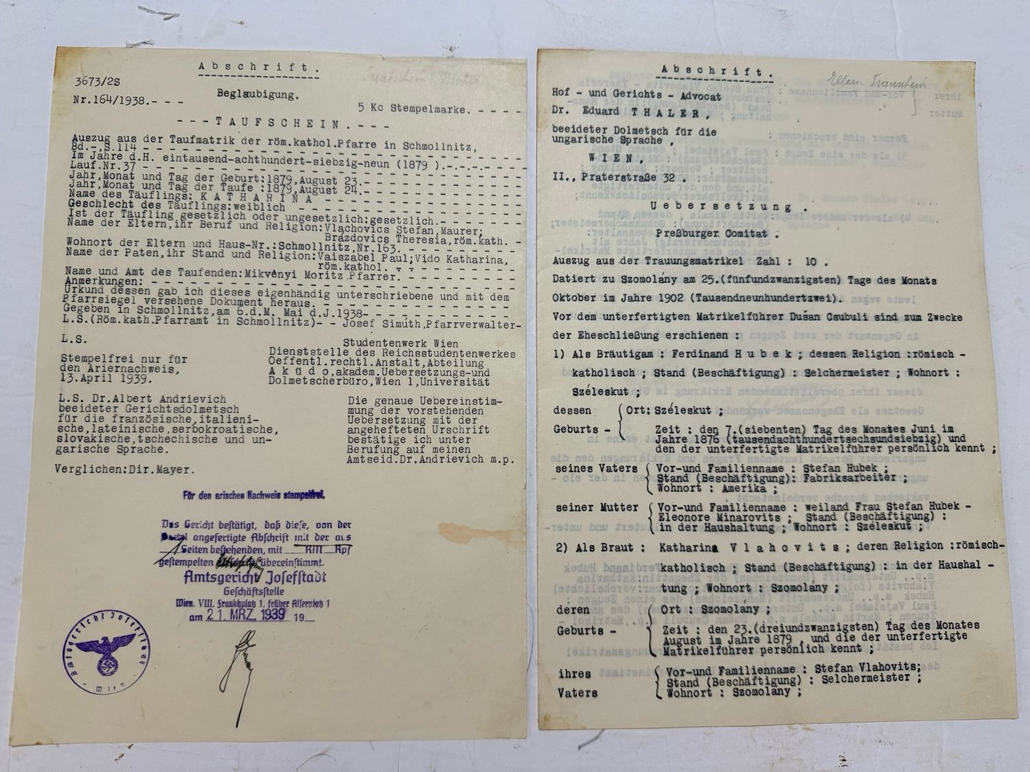 FACEBOOK AUCTION - RARE Lot of 17 German Documents Proving Aryan Blood Ancestry + Rarely Seen Blue Certificate, All From One Family!