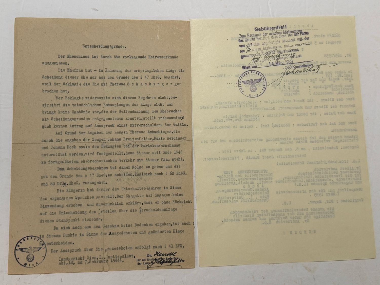 FACEBOOK AUCTION - RARE Lot of 17 German Documents Proving Aryan Blood Ancestry + Rarely Seen Blue Certificate, All From One Family!