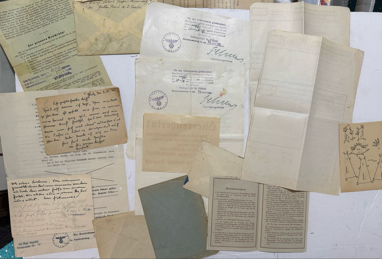 FACEBOOK AUCTION - Lot of 15 German WW2 Documents, Feldpost, Aryan Blood Proof, Wehrmacht Work Orders &amp; More!