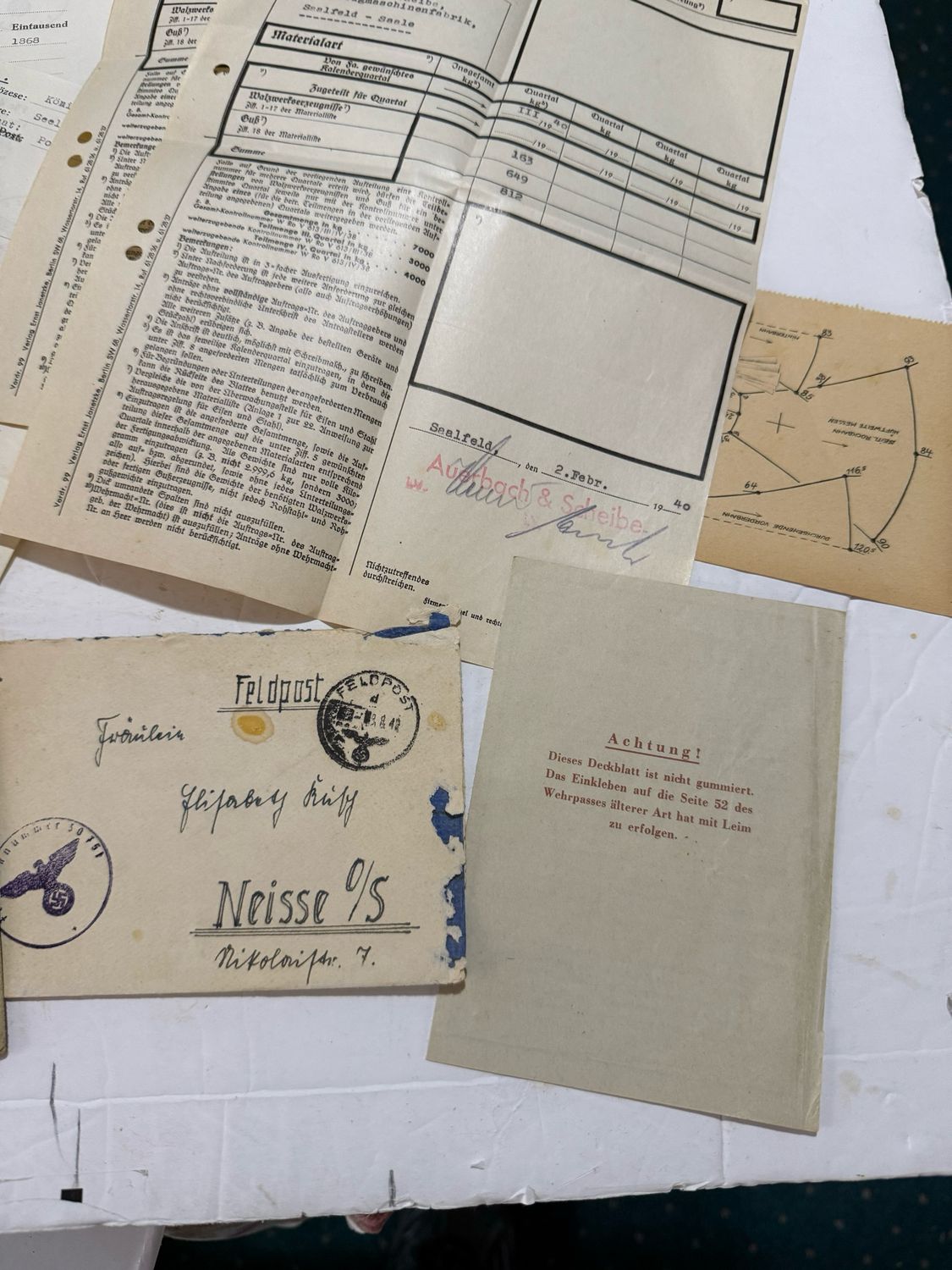 FACEBOOK AUCTION - Lot of 15 German WW2 Documents, Feldpost, Aryan Blood Proof, Wehrmacht Work Orders &amp; More!