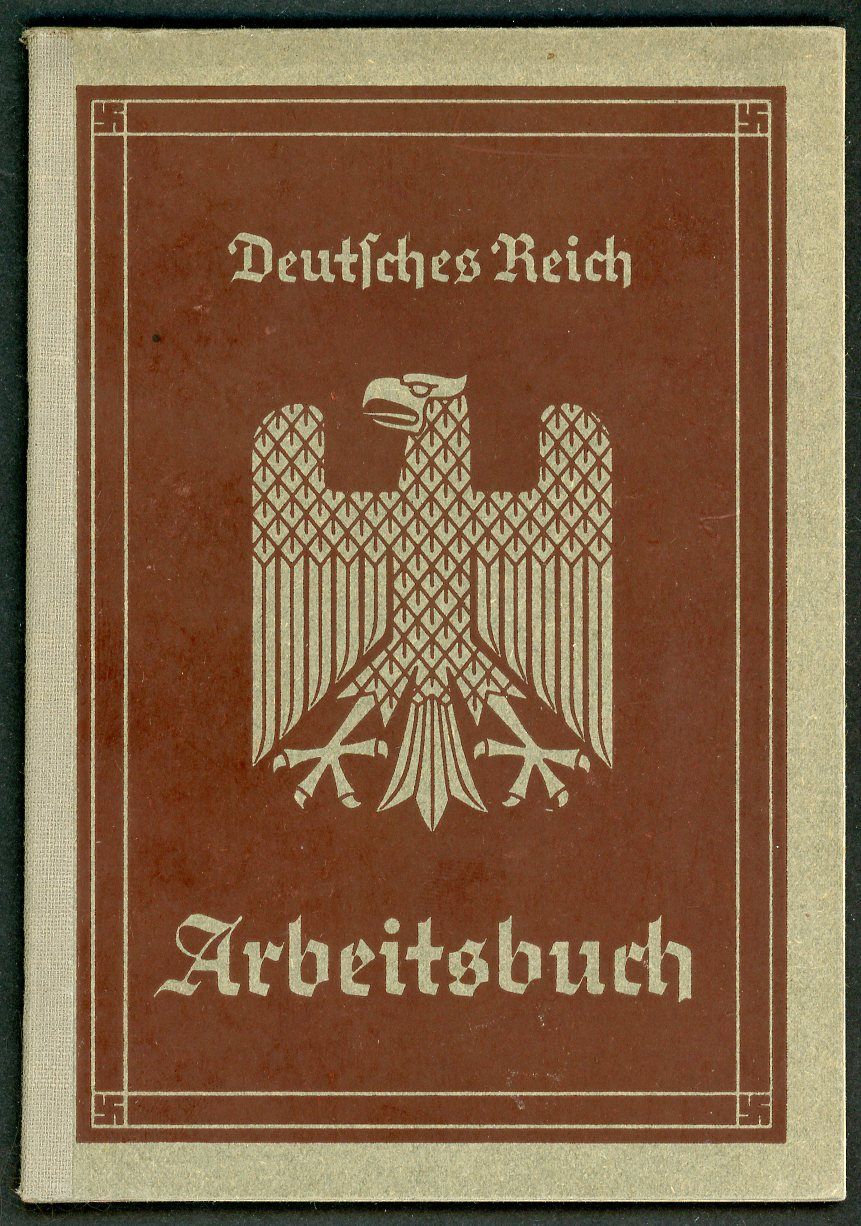 FACEBOOK AUCTION - German WW2 Arbeitsbuch - Worked At Psychiatry Section Kaiser Wilhelm Institute + Fliegerhorst Tempelhof