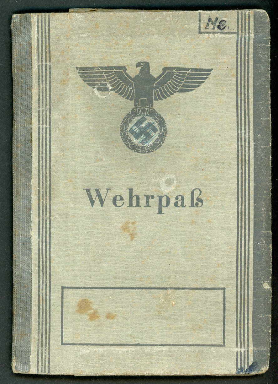 FACEBOOK AUCTION - German WW2 Wehrpass, Late War 1944, Ernst Mergell From Dortmund  * B