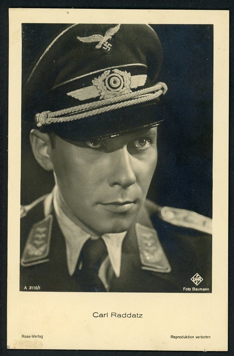Z FACEBOOK AUCTION - German WW2 Portrait Photo - Actor Carl Raddatz In Luftwaffe Officer Uniform - Made Many Films During Third Reich