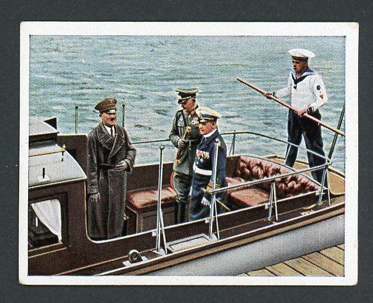 Z FACEBOOK AUCTION - Die Deutsche Wehrmacht Cigarette Card w/ Adolf, General Blomberg and Admiral Raeder