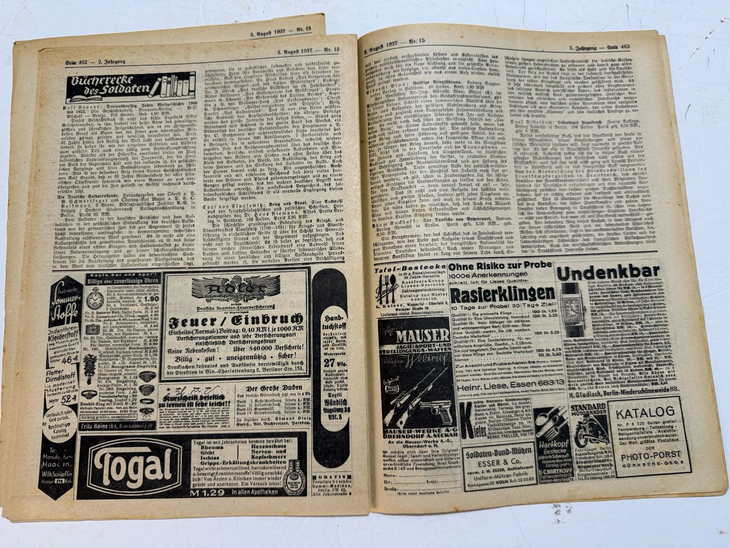 Z FACEBOOK AUCTION - Rare German Soldatenbund NS Reichskriegerbund Veteran&#39;s Magazine 1937 NSRKB