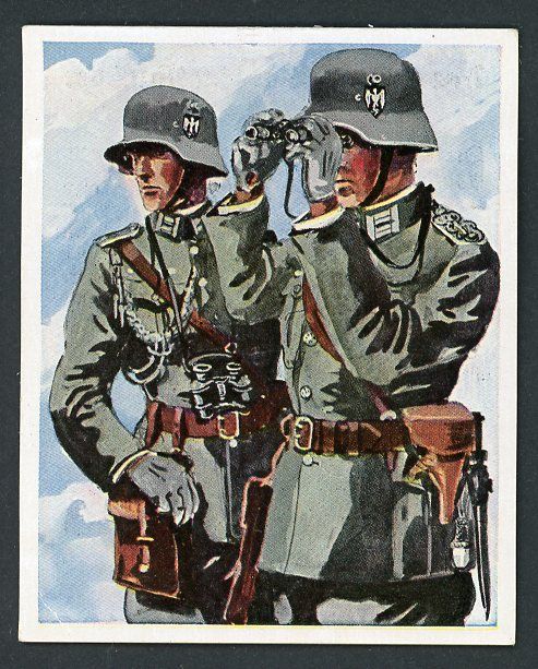 Z FACEBOOK AUCTION - German Third Reich Deutsche Heer Cigarette Card - Officers Im Feld Helmets, Binoculars, Luger Holster