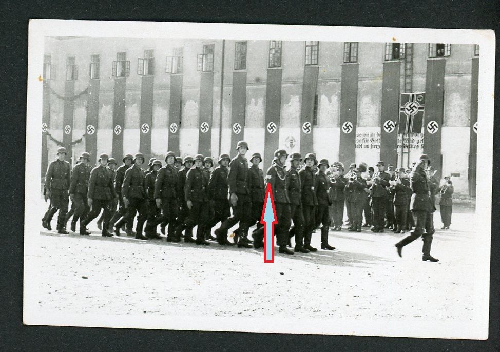 Z FACEBOOK AUCTION - Awesome German WW2 Photo Army Ceremony With Massive Partei Flags, Croatian Volunteer NCO  w/ Arm Patch