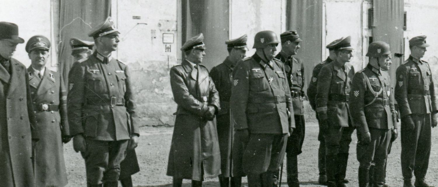 Z FACEBOOK AUCTION - RARE German WW2 Photo Heer Officers with Croatian Volunteer Arm Patches &amp; Helmet Shield Kroatien + Partei Flags and NSDAP &amp; SS Officers