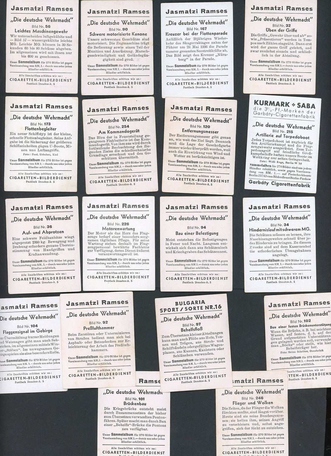 FACEBOOK AUCTION - Lot of 35 Die Deustche Wehrmacht Cigarette Cards All German 3rd Reich Military: Tank, Planes, Adolf, MG, Ships and Much More!