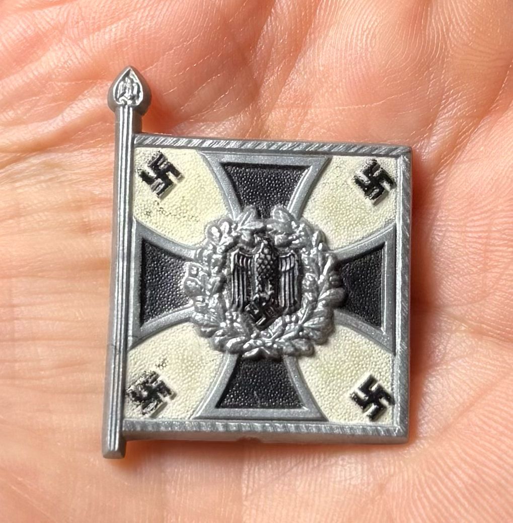 FACEBOOK AUCTION - German WHW Flag Pin Heer Army Infantry Regiment Standard, Winter Relief WinterHilfsWerk