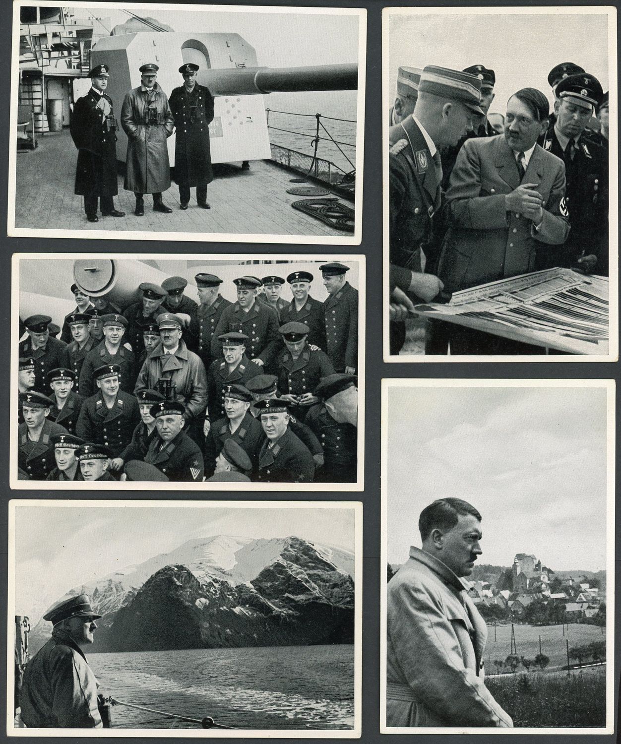 FACEBOOK AUCTION - Lot of 5 Adolf H!tler Cig Card Album Photos: Der Fuhrer + Admiral Raeder, Panzerschiff Deutschland Sailors &amp; More