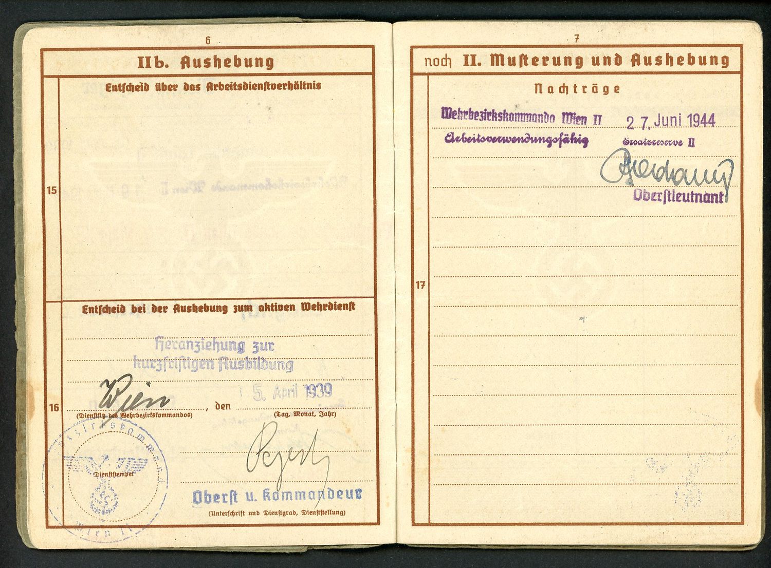 FACEBOOK AUCTION - German WW2 Wehrpass, 2nd Pattern, Franz Bolek, A *
