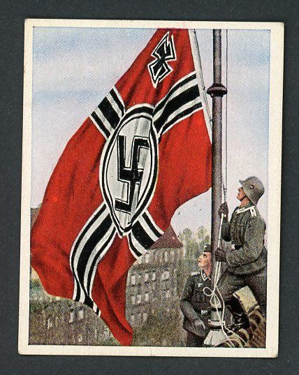 FACEBOOK AUCTION - German 3rd Reich Cigarette Card - Massive War Flag with Swaz