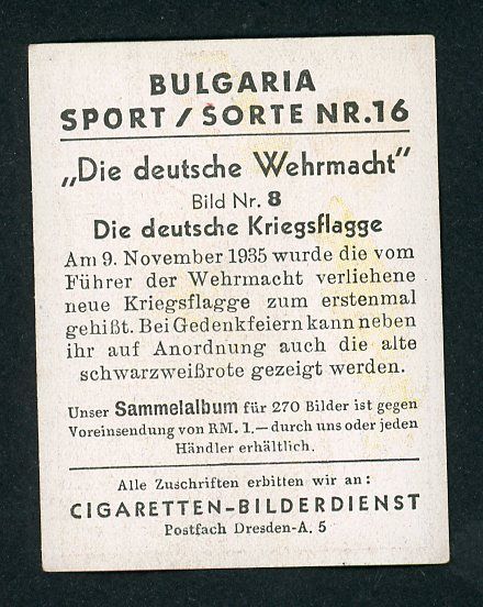 FACEBOOK AUCTION - German 3rd Reich Cigarette Card - Massive War Flag with Swaz