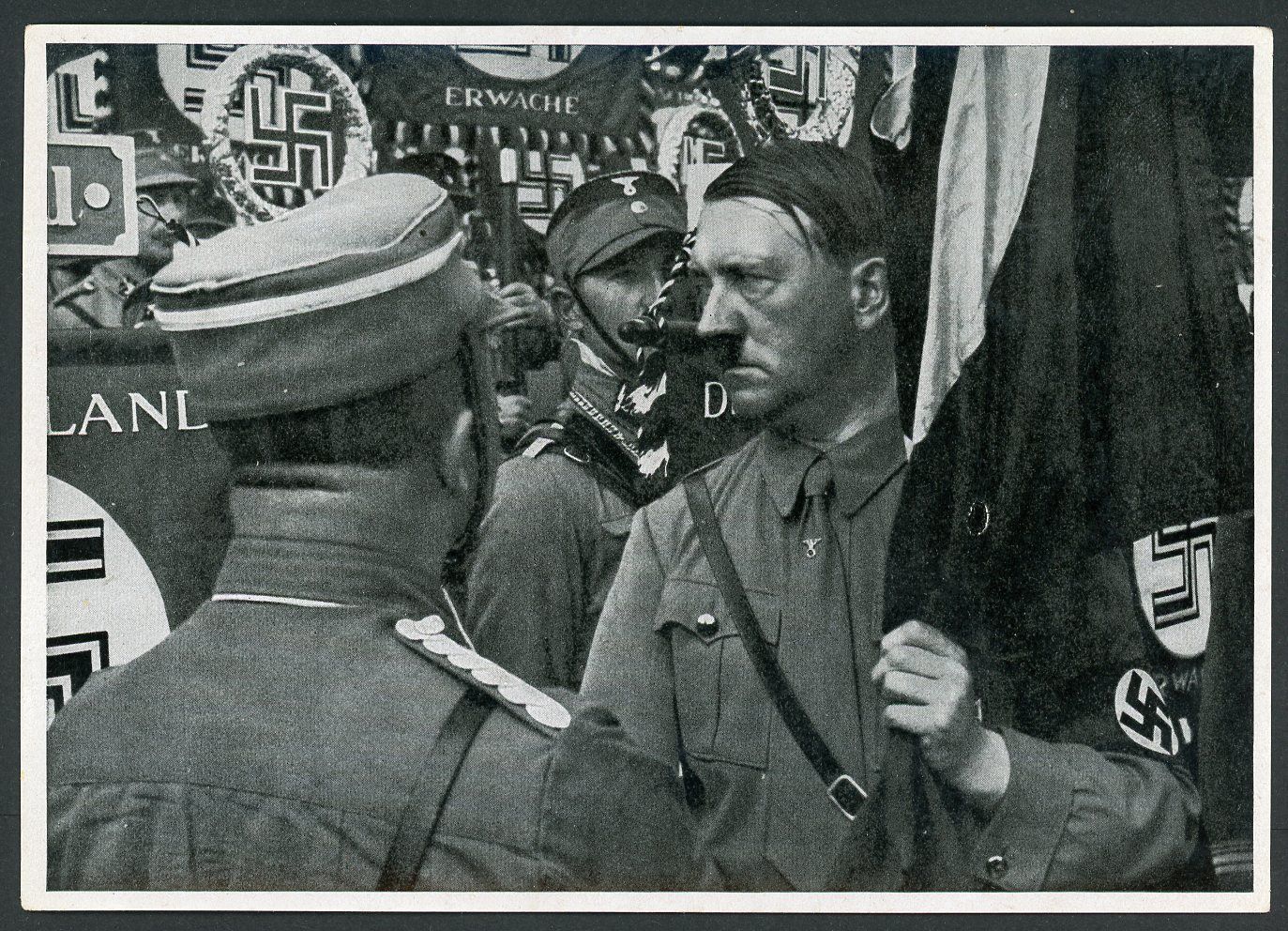 FACEBOOK AUCTION - German 3rd Reich Photo - Adolf H!tler Blood Flag Ceremony At Nurnberg Rally Blutfahne