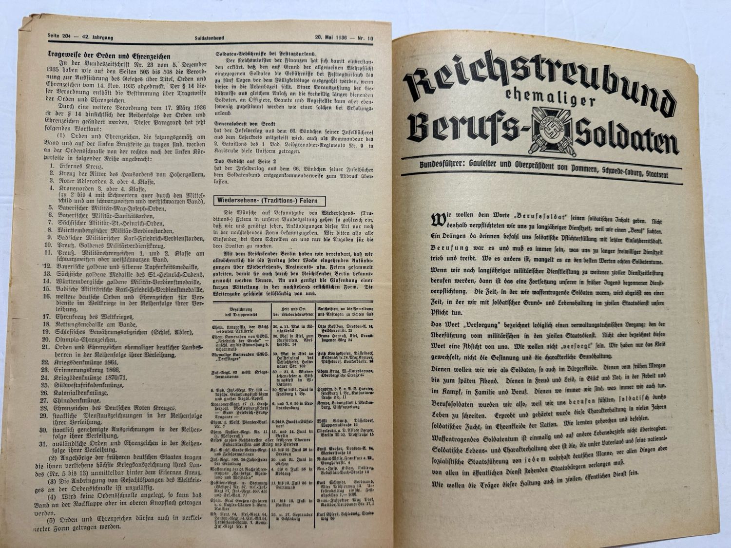 FACEBOOK AUCTION - Rare German Soldatenbund NS Reichskriegerbund Veteran&#39;s Magazine 1936 NSRKB
