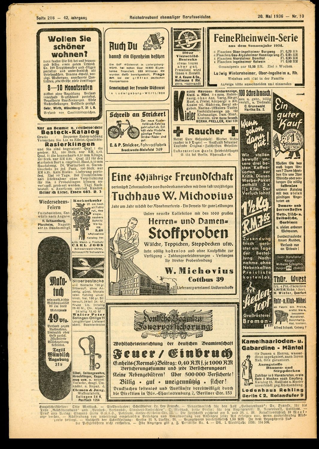 FACEBOOK AUCTION - Rare German Soldatenbund NS Reichskriegerbund Veteran&#39;s Magazine 1936 NSRKB