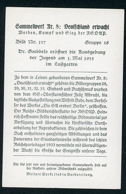 FACEBOOK AUCTION - German 3rd Reich Photo - Josef Goebbels Speaks To Youth May 1st 1933, Deutschland Erwacht Series Image