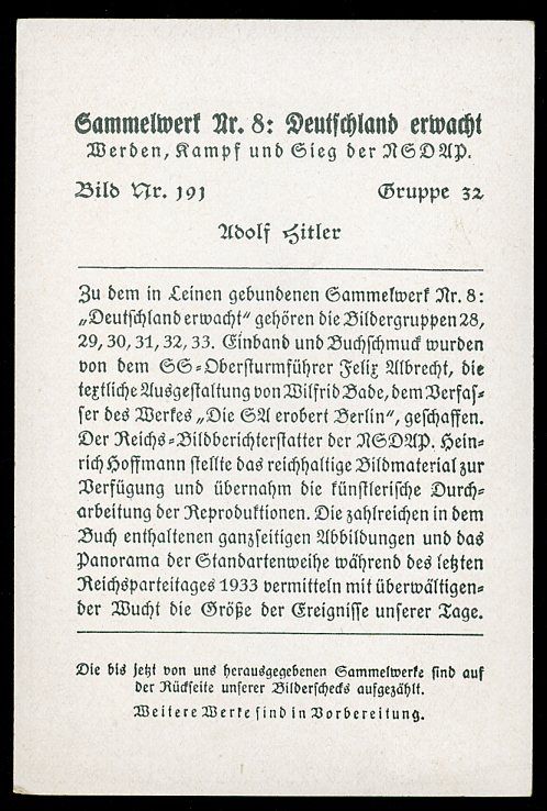 Z FACEBOOK AUCTION - German 3rd Reich Photo - Adolf H!tler Early Portrait Deutschland Erwacht Series Image