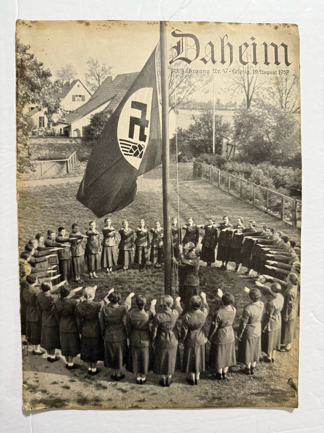 FACEBOOK AUCTION - German Third Reich Magazine &quot;Daheim&quot; 1937, Female RAD Flag Salute On Cover, Art, Advertisements, Etc.
