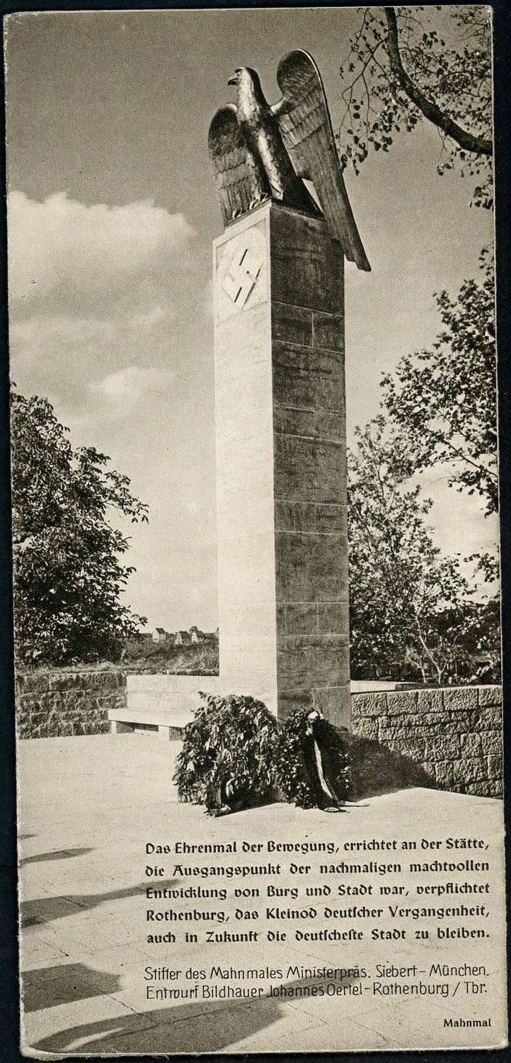 FACEBOOK AUCTION - German Third Reich Tourist Map From 1938 For Rothenburg o.d. Tauber with Image of Swaz Eagle Monument For The NSDAP Cause!