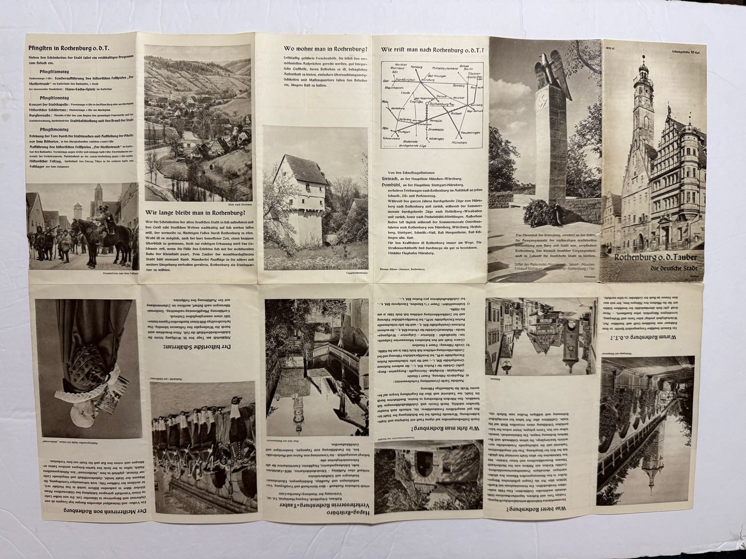 FACEBOOK AUCTION - German Third Reich Tourist Map From 1938 For Rothenburg o.d. Tauber with Image of Swaz Eagle Monument For The NSDAP Cause!