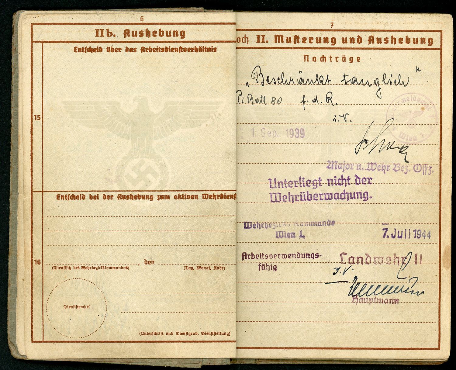 FACEBOOK AUCTION - German WW2 Wehrpass For Austrian Man, 2nd Pattern, WW1 Veteran, 2 Awards, NCO, Electrical Engineer,  A*