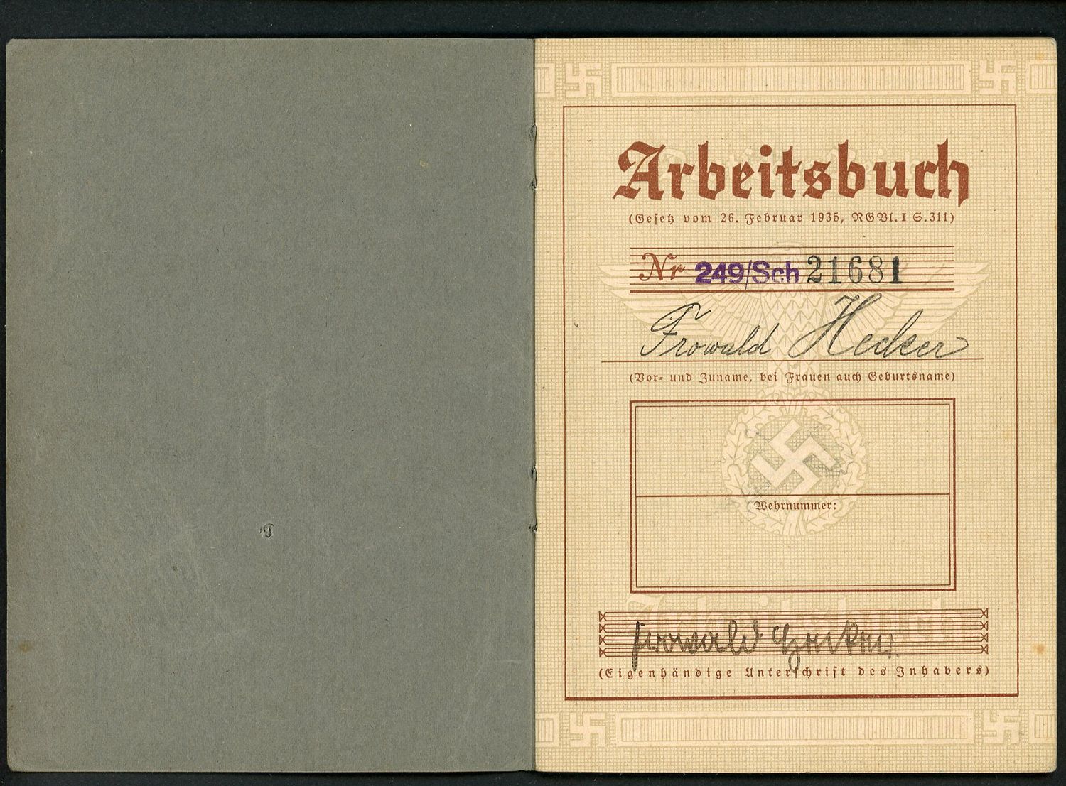 FACEBOOK AUCTION - German WW2 Arbeitsbuch For 17 Year Old Metal Worker, Later Deutsche Reichsbahn, A *