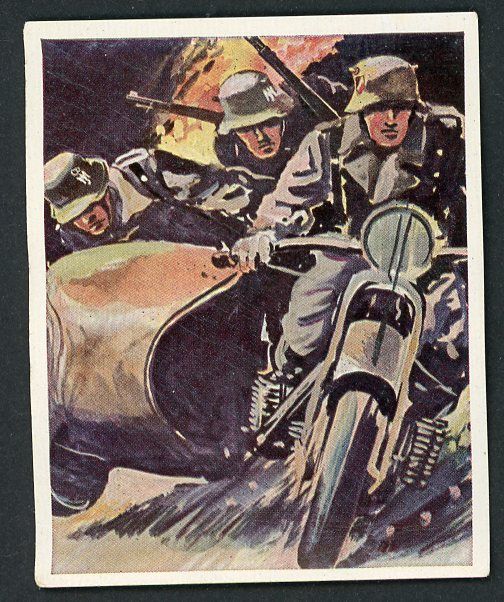 FACEBOOK AUCTION - Deutsche Heer Im Manover Cigarette Card - German Motorcycle Team Under Fire In Action