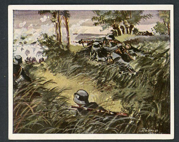 FACEBOOK AUCTION - Deutsche Heer Im Manover Cigarette Card - German Machine Gun Team In Action + Infantry Support, German Army On Maneuvers Series!