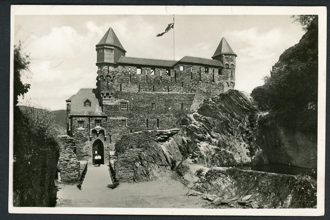 FACEBOOK AUCTION - German 3rd Reich Postcard of DJH Jugend Youth Hostel Castle On Rhein, Written in English On Back And Mailed To South Wales UK 1937