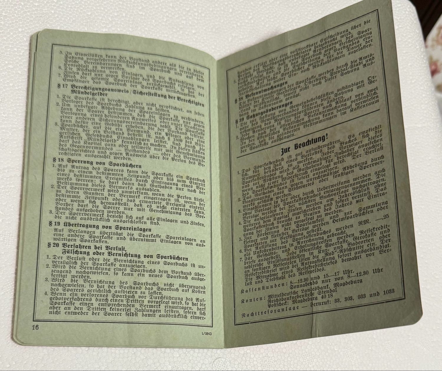 FACEBOOK AUCTION - German Bank Savings Account Book Used From 1942 Through 1954 Deutsches Sparkassenbuch Der Altmark Osterburg