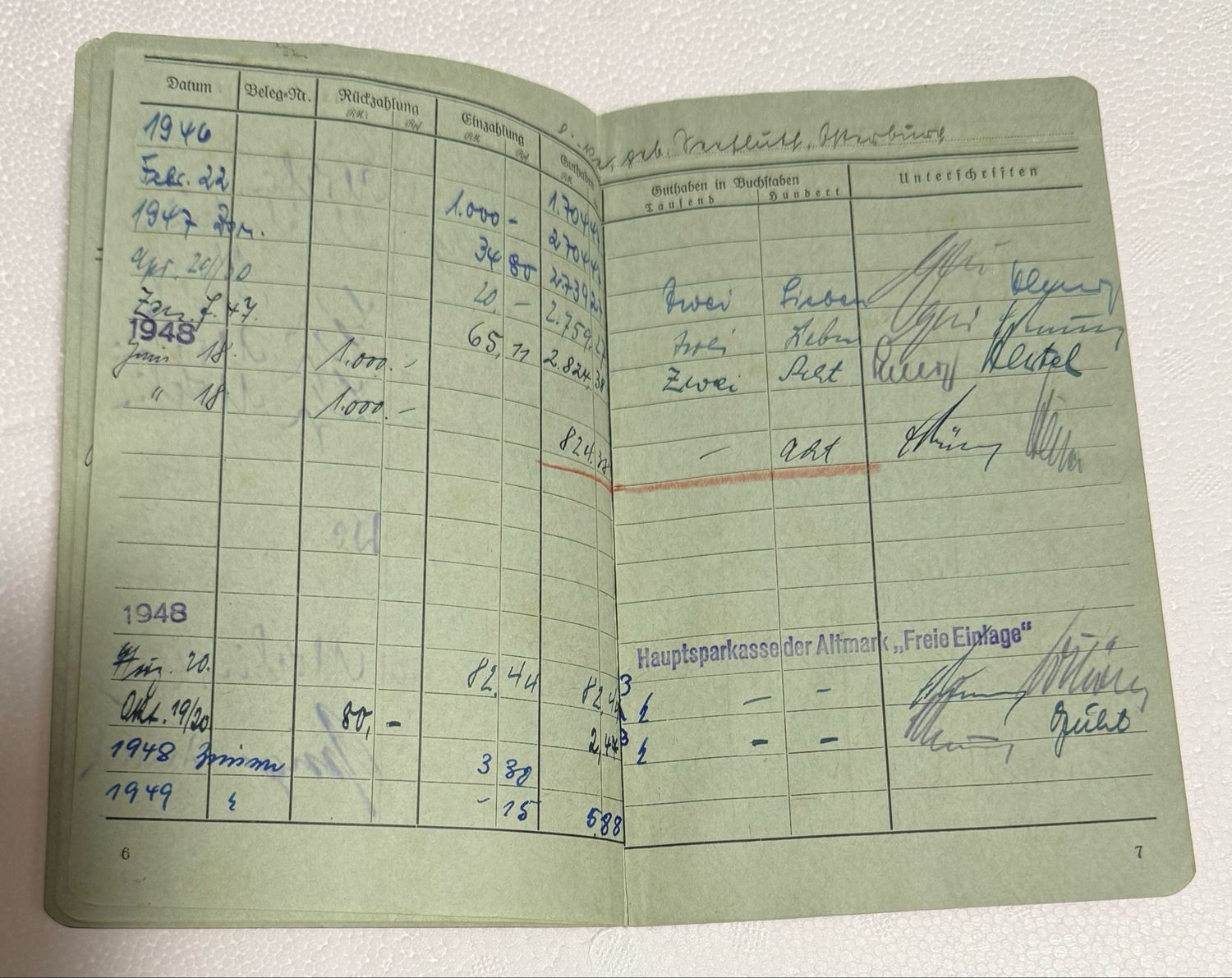 FACEBOOK AUCTION - German Bank Savings Account Book Used From 1942 Through 1954 Deutsches Sparkassenbuch Der Altmark Osterburg
