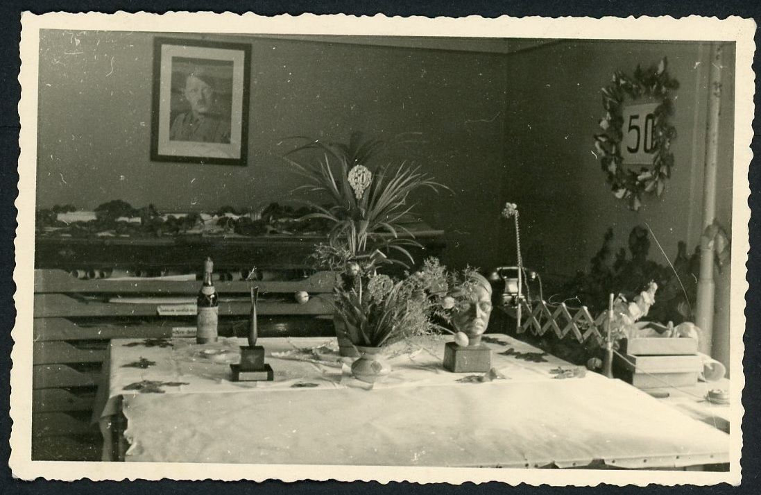 FACEBOOK AUCTION - German Photo - 50th Anniversary Party - Adolf Head Statue, Adolf Portrait &amp; More
