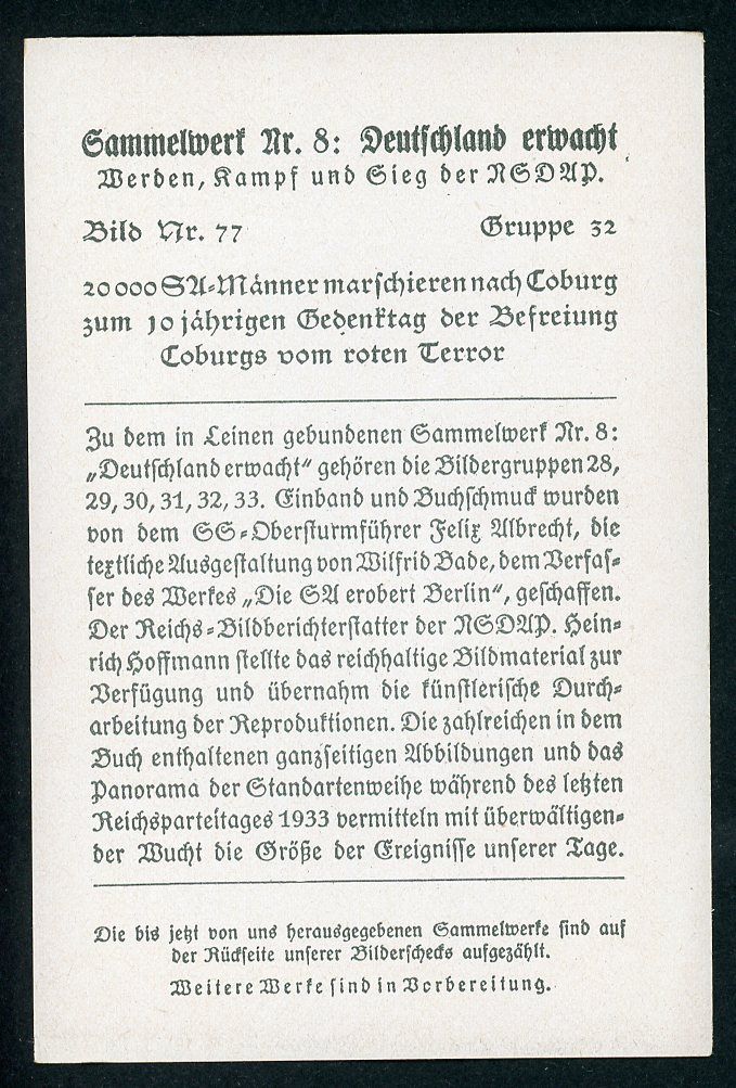 FACEBOOK AUCTION - German 3rd Reich Photo - 20,000 SA Men March w/ Flags 1922 March On Coburg 10th Anniversary Of End of Red Terror