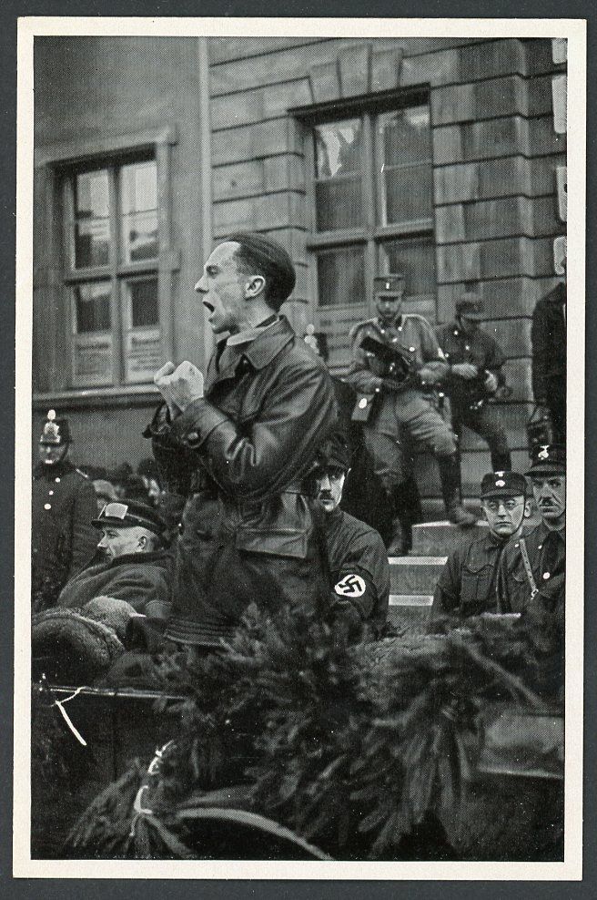 FACEBOOK AUCTION - German 3rd Reich Photo - Josef Goebbels Gives Impassioned Speech with SS Men Looking At Him Like He&#39;s Some Sort of Nutcase!