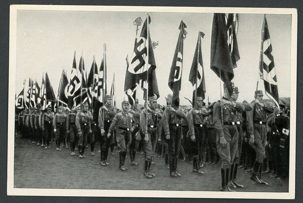 FACEBOOK AUCTION - German 3rd Reich Photo - 20,000 SA Men March w/ Flags 1922 March On Coburg 10th Anniversary Of End of Red Terror