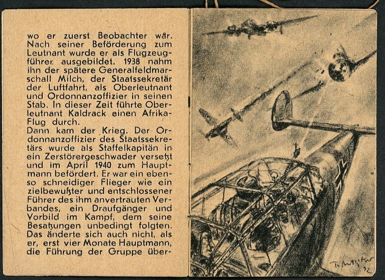 FACEBOOK AUCTION - German WW2 Luftwaffe Ace Hauptmann Rolf Kaldruck Knights Cross Mini Booklet From WHW Tag Der Wehrmacht 1942/43