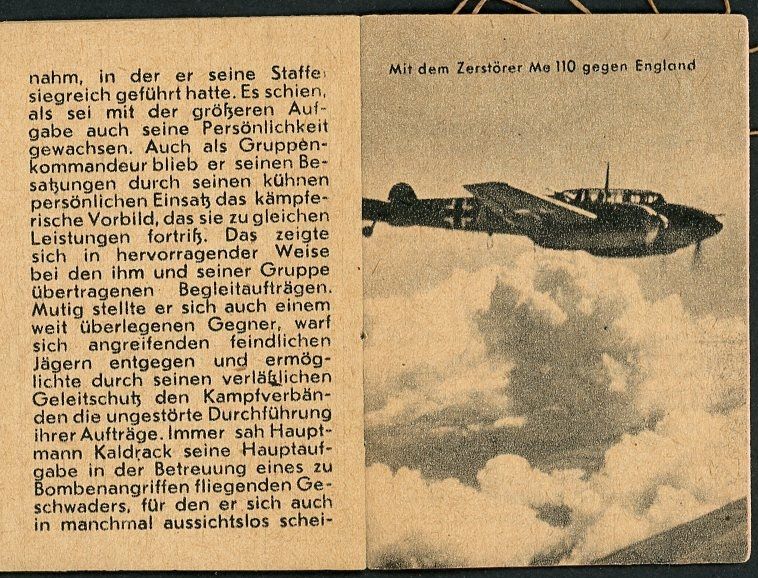 FACEBOOK AUCTION - German WW2 Luftwaffe Ace Hauptmann Rolf Kaldruck Knights Cross Mini Booklet From WHW Tag Der Wehrmacht 1942/43