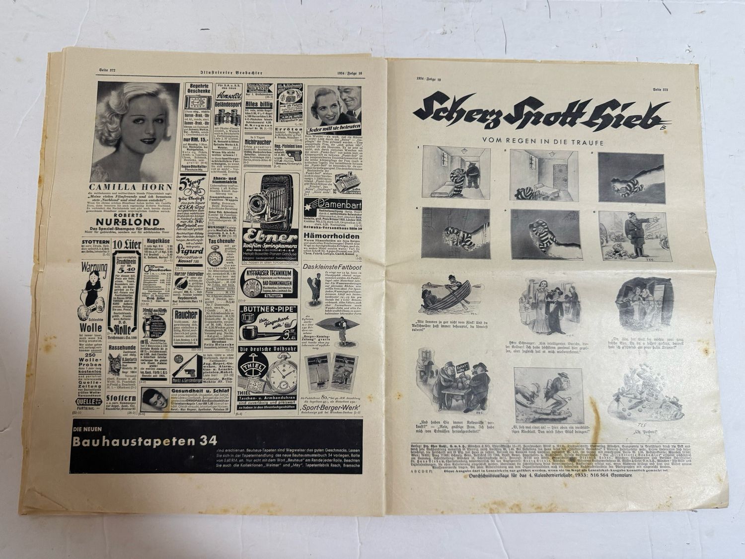 FACEBOOK AUCTION - March 1934 illustrated Observer Magazine - Images of Adolf, Himmler, Flags, Great Advertisements, Cars, SA Men &amp; More!