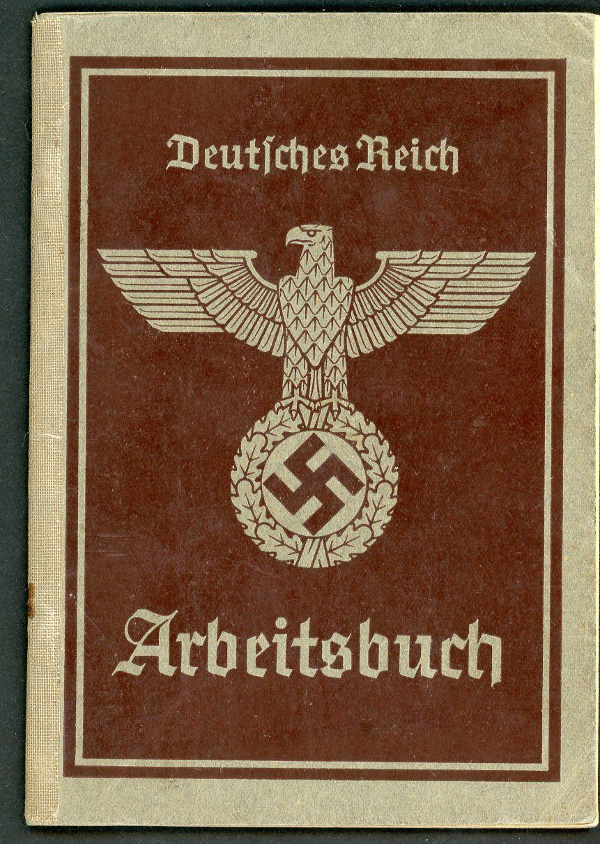 FACEBOOK AUCTION - German WW2 Arbeitsbuch For Teenage Girl Elise Walter, 5 Job Entries From 1938 to 1940, A*
