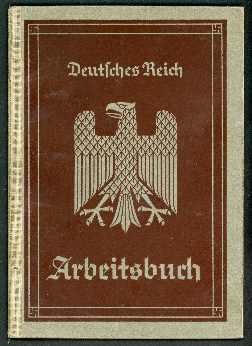 FACEBOOK AUCTION - German WW2 Arbeitsbuch For Hermann Siar, Gardener &amp; Officer Worker During Third Reich, B*