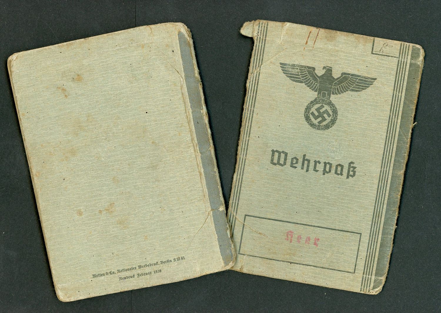 FACEBOOK AUCTION - German WW2 Wehrpass For WW1 And WW2 Veteran, 2nd Pattern *