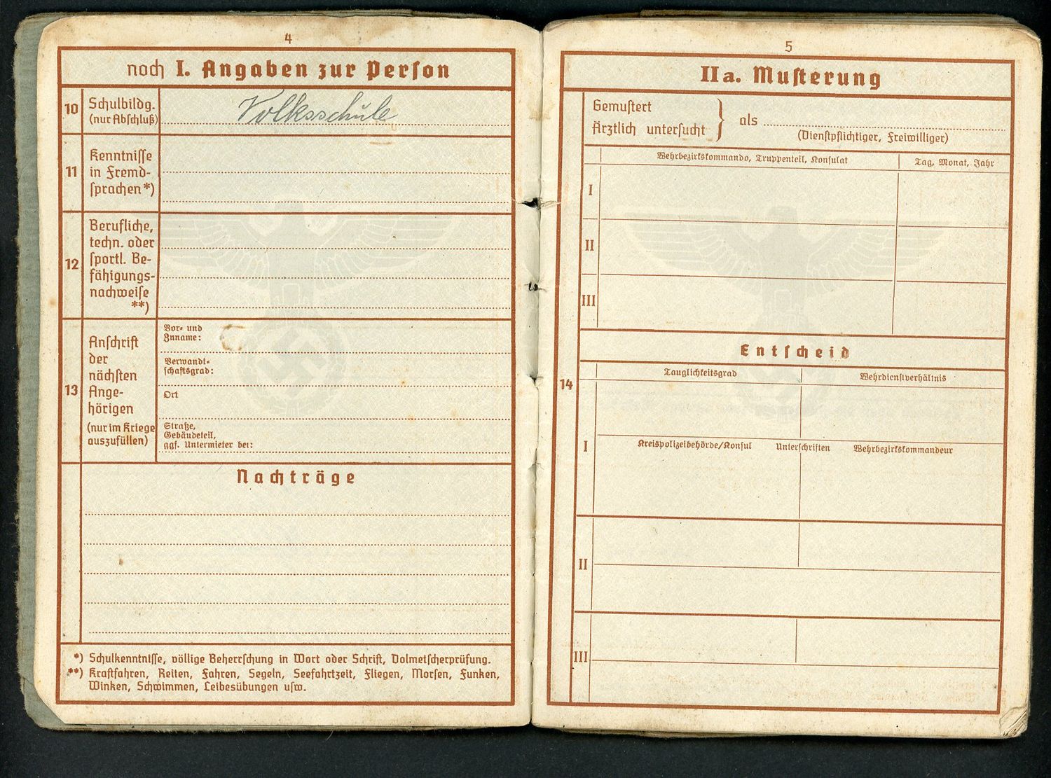 FACEBOOK AUCTION - German WW2 Wehrpass For WW1 And WW2 Veteran, 2nd Pattern *