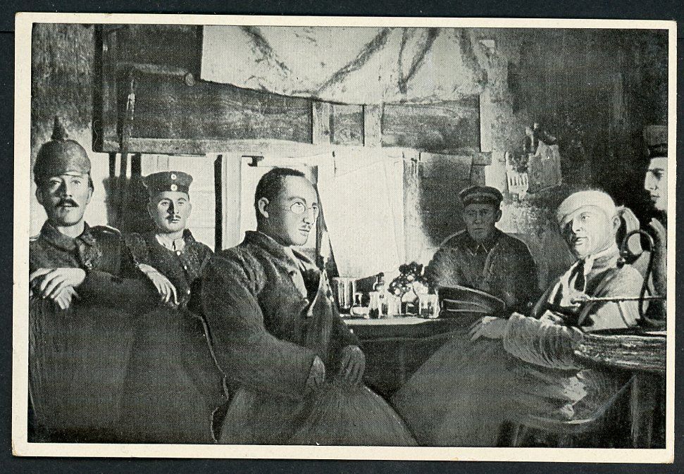 FACEBOOK AUCTION - German 3rd Reich Photo - Adolf H!tler As A WW1 Soldier In Spike Helmet Group Pose With Comrades