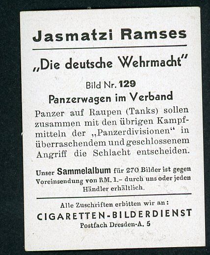 FACEBOOK AUCTION - German 3rd Reich Cigarette Card, Panzer Tank Convoy On The Move