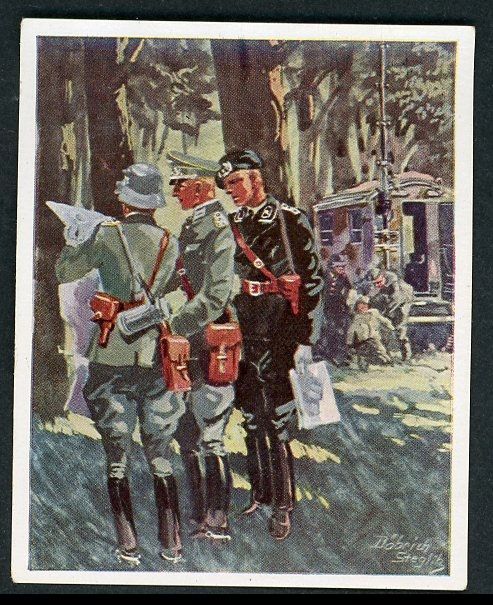 FACEBOOK AUCTION - Deutsche Heer Im Manover Cigarette Card - Panzer Tank Officer Field Meeting With Recon Officers For Battle Planning, German Army On Maneuvers Series!