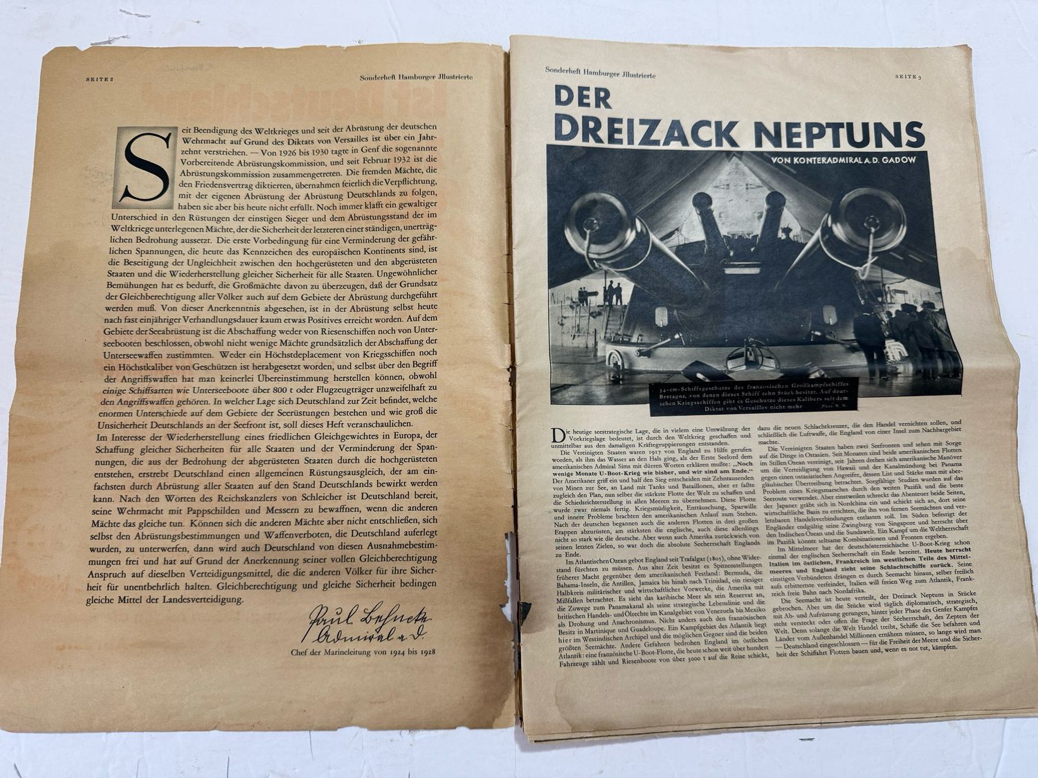 FACEBOOK AUCTION - 1933 German Magazine - Is Germany Safe At Sea? Covers The Pre Adolf German Navy And Concerns About Growth of French, British and Other Navies Versus German Navy