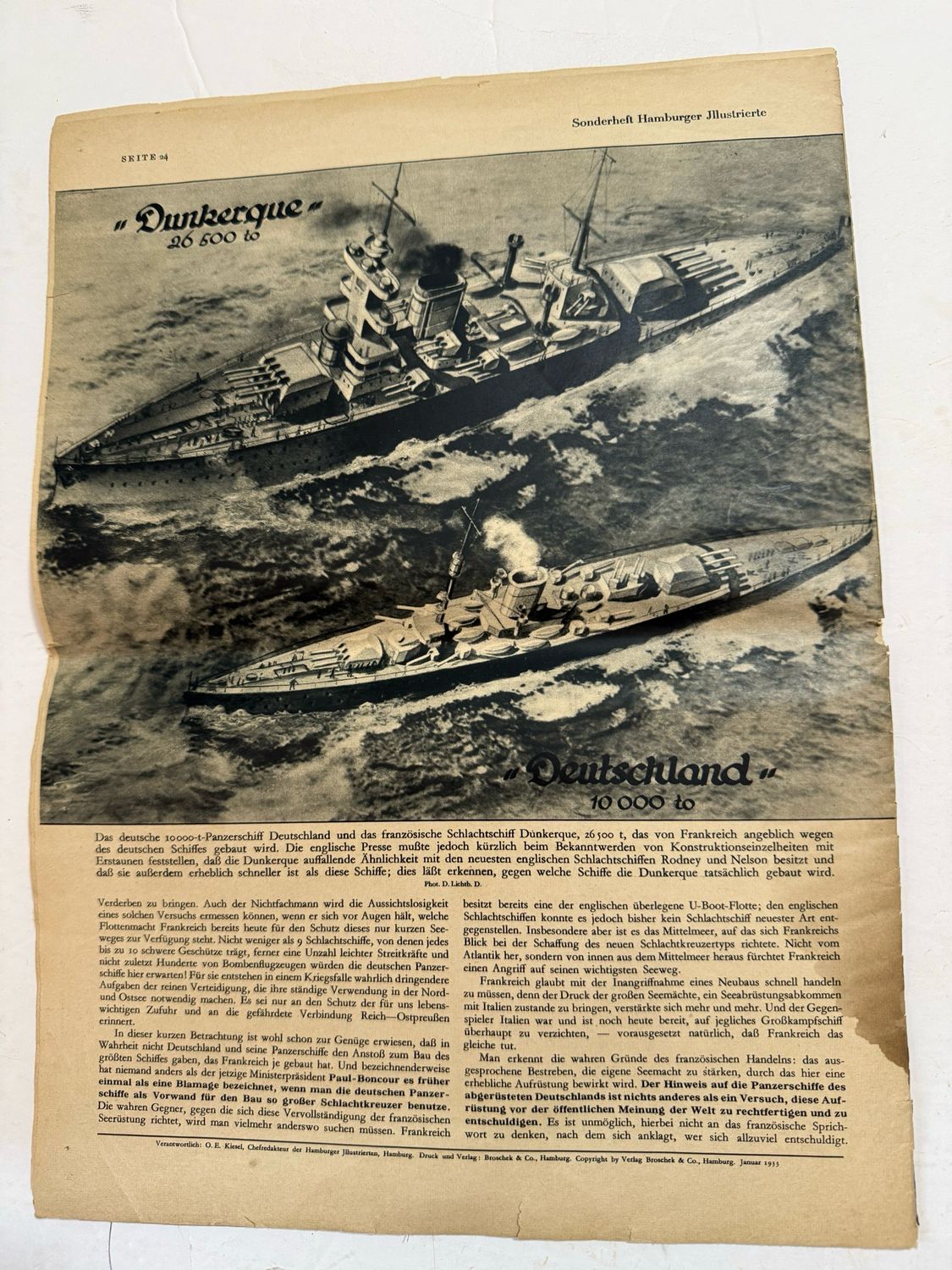 FACEBOOK AUCTION - 1933 German Magazine - Is Germany Safe At Sea? Covers The Pre Adolf German Navy And Concerns About Growth of French, British and Other Navies Versus German Navy